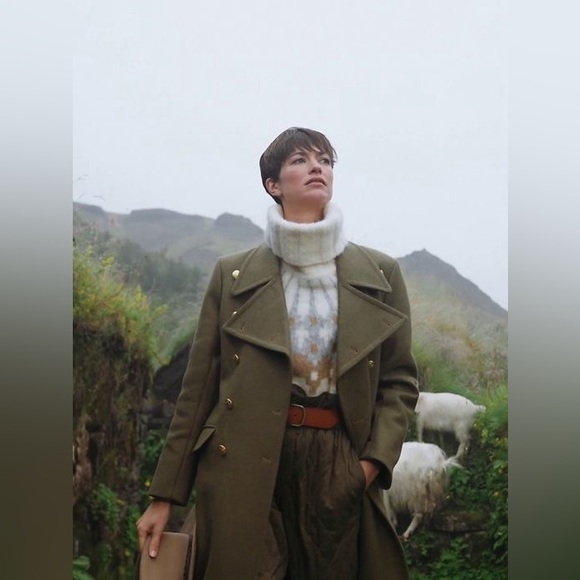 Banana Republic Cian Melton Great Coat M Olive Green NWT Gold Buttons Wool Blend - Picture 2 of 15